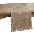 Saro Lifestyle SARO  16 x 72 in. Oblong Waffle Weave Table Runner with Natural Fringe Design 1877.N1672B